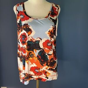 Simply Vera - Vera Wang Women's Large tank top, bright rust/blue/cream, Rayon,